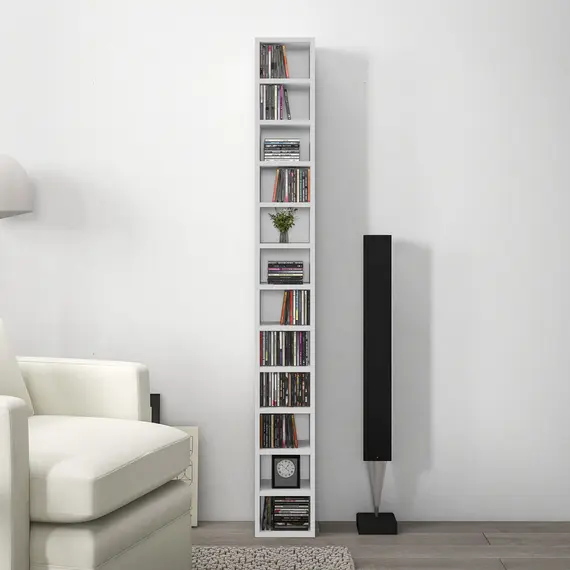 Buy 204 CD Tall Narrow Media Storage Tower - White, 9 image