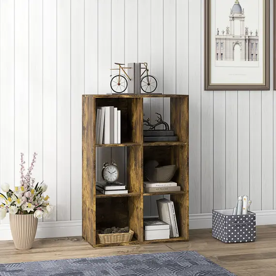 Buy 6-Cube Bookshelf - Rustic Brown, 7 image