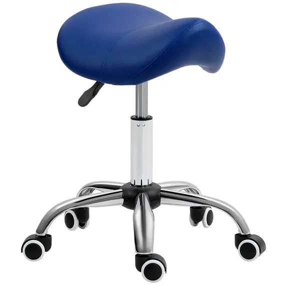 Buy HOMCOM Saddle Stool, Height Adjustable Salon Chair for Massage Spa, Faux Leather, Dark Blue