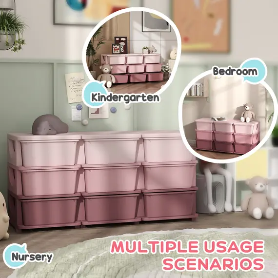 Buy Kids Storage Unit, with Nine Drawers - Pink, 5 image