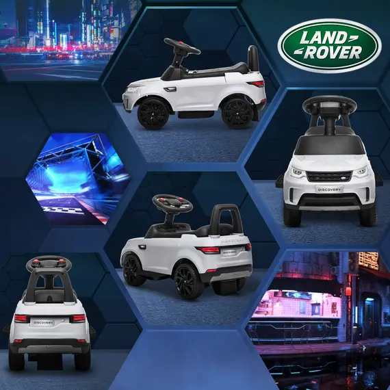 Buy 2-in-1 Land Rover Licensed 6V Kids Electric Ride On Car, Sliding Car w/ Headlights, Music, for 18-60 Months, White, 8 image