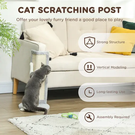 Buy 56cm Corner Cat Scratching Post with Sisal Scratching Pad, Grey, 5 image