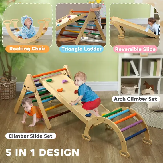 Buy 5-in-1 Toddler Climbing Frame with Ramp, Arch, for 18-48 Months, Multicoloured, 4 image