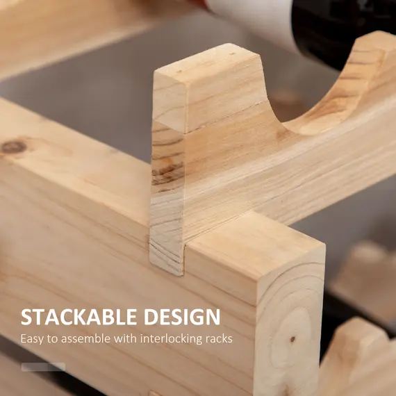 Buy Three-Tier, 36 Bottle Wooden Wine Rack - Natural, 6 image