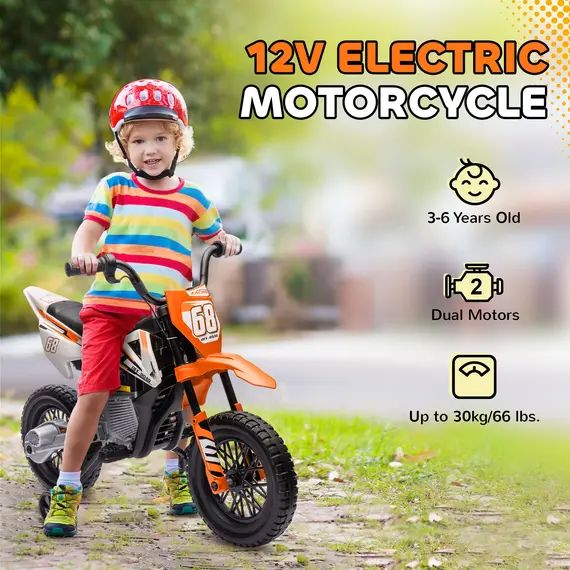 Buy 12V Kids Electric Motorbike, Kids Electric Ride on motorcycle w/ Twist Grip Throttle, Training Wheels, Orange, 6 image