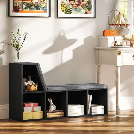 Buy 2 Tier Modern Bookcase Bookshelf with Removable Cushions for Living Room, 2 image