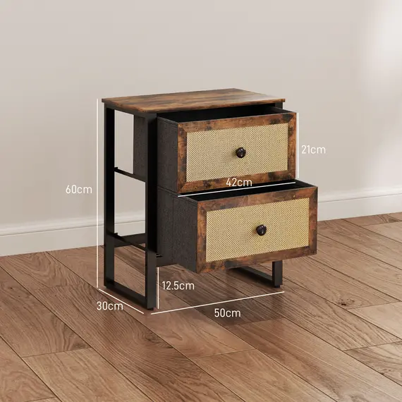 Buy Industrial-Natural Bedside Table - Brown, 3 image