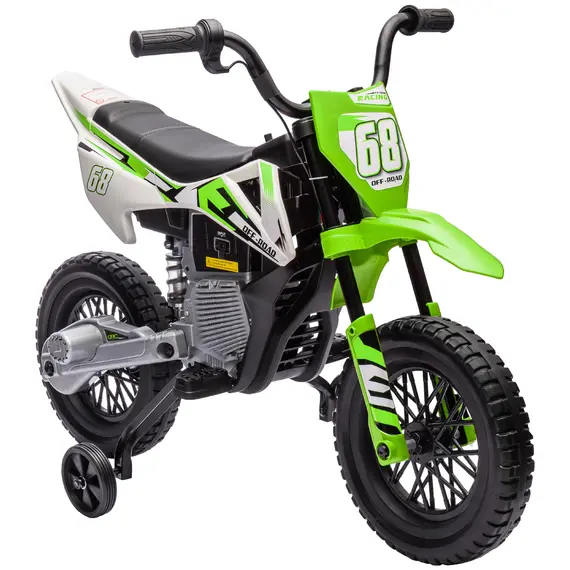 Buy 12V Kids Electric Motorbike, Kids Electric Ride on motorcycle w/ Twist Grip Throttle, Training Wheels, Green
