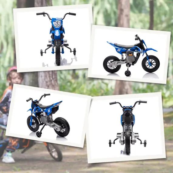 Buy 12V Kids Electric Motorbike, Kids Electric Ride on motorcycle w/ Twist Grip Throttle, Training Wheels, Blue, 9 image