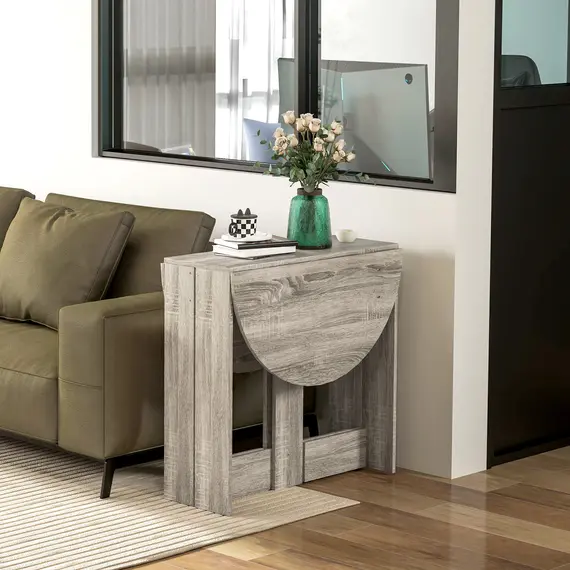 Buy Space-saving Drop Leaf Table, Folding Dining Table for Small Space, Kitchen, Dining Room, Grey, 7 image