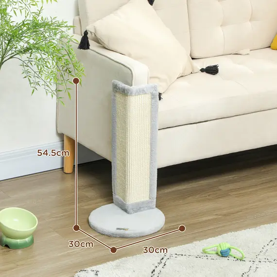 Buy 56cm Corner Cat Scratching Post with Sisal Scratching Pad, Grey, 3 image