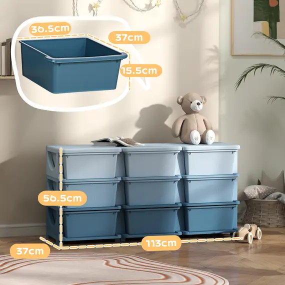 Buy Kids Storage Unit, with Nine Drawers - Blue, 3 image