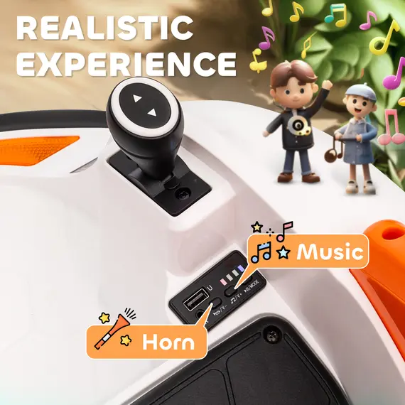 Buy 360° Rotation Kids Bumper Car, 12V Waltzer Car with Remote Control, Dual Joysticks, Music Lights, Orange, 5 image