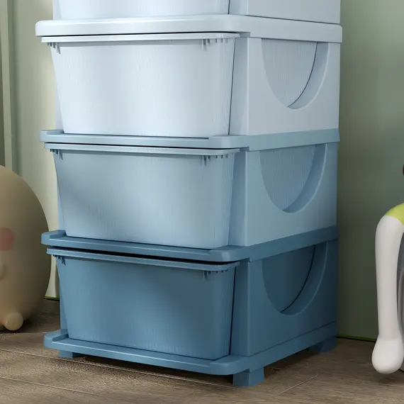 Buy Four-Tier Kids Storage Boxes, with Four Drawers - Blue, 9 image