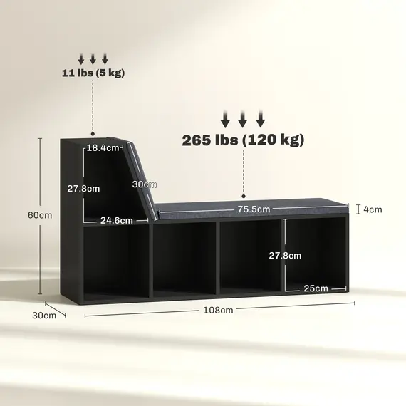 Buy 2 Tier Modern Bookcase Bookshelf with Removable Cushions for Living Room, 3 image