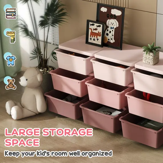 Buy Kids Storage Unit, with Nine Drawers - Pink, 4 image