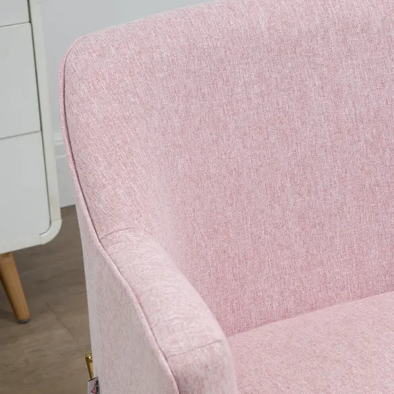 Buy Accent Chair, Living Room Armchair, Vanity Chair with Gold Plating Metal Legs and Soft Padded Seat for Bedroom and Café, Set of 2, Pink, 8 image