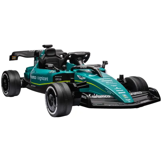 Buy Aston Martin Licensed 12V Kids Ride on Racing Kart w/ Bluetooth, 4 Suspension Wheels, Music Lights Horn, Green