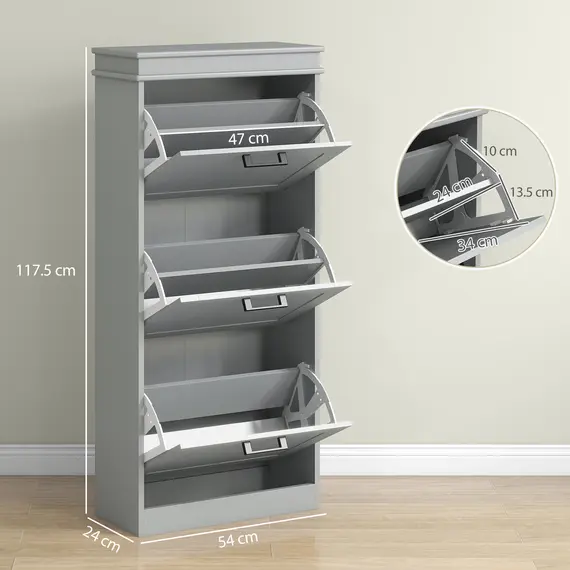 Buy Three-Drawer Minimalistic Shoe Cabinet - Grey, 3 image