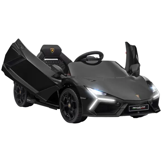 Buy Lamborghini Revuelto Licensed 12V Ride on Car w/ Butterfly Doors, Transport Wheels, Suspension, Remote Control, Black