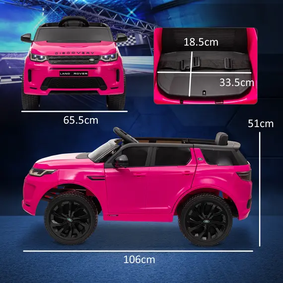 Buy Licensed Land Rover Discovery Sport, 12V Kids Ride on Car w/ Remote Control, Lights, Music, Horn, for 3-6 Years, Pink, 3 image