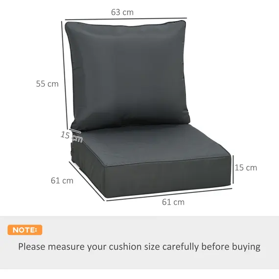 Buy Outdoor Seat and Back Cushion Sets, 63L x 55W x 15Dcm Olefin Patio Deep Seating Chair Fade Resistant Replacement Cushion for Rattan Sofa, Indoor or Outdoor Furniture, Dark Grey, 3 image