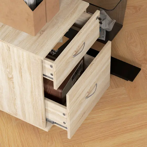 Buy HOMCOM Two Drawer Lockable Filing Cabinet - Wood-Effect, 8 image