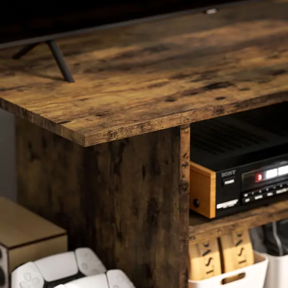 Buy Modern TV Cabinet Stand Storage Shelves Table Mobile Bedroom Furniture Bookshelf Bookcase Rustic Brown, 8 image