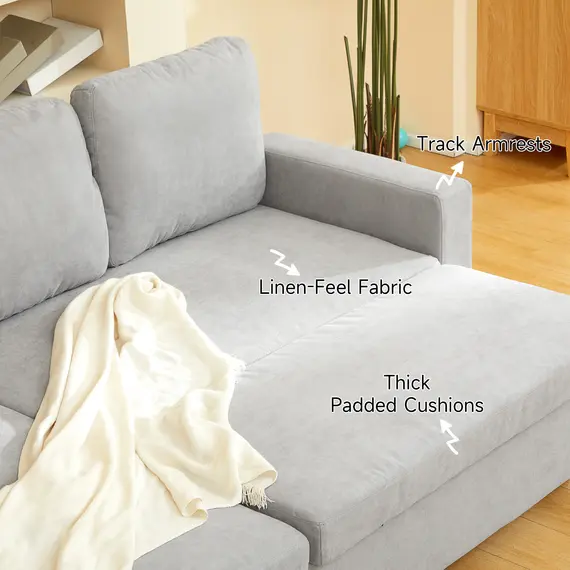 Buy Pull Out Sofa Bed with Storage - Light Grey, 7 image