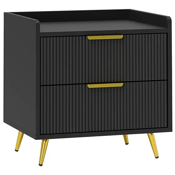 Buy Elegant Two-Drawer Bedside Table - Black