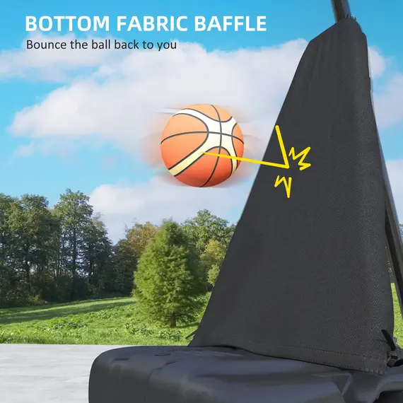Buy 245-305cm Adjustable Basketball Hoop and Stand, with Wheels, Black, 6 image