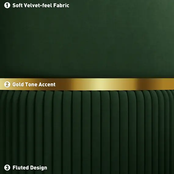 Buy Velvet-Feel Storage Ottoman - Green, 5 image