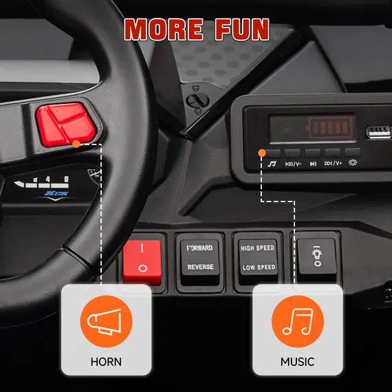 Buy 2 Seater 24V 7AH Ride on Truck, Battery Powered Electric Ride On Car w/ Remote, Suspension, 3 Speeds, White, 6 image