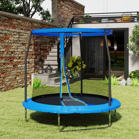 Buy 8ft Trampoline with Safety Enclosure Net, Steel Frame Outdoor Trampoline, with Edge, Safety Cover, 8 image