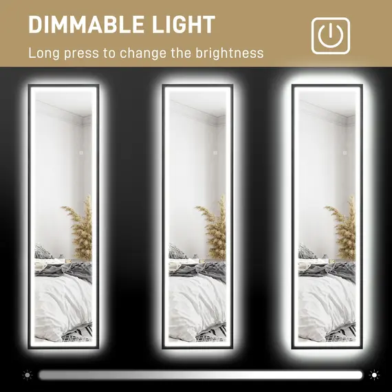 Buy 150 x 40cm Full Length Mirror, with Adjustable Lights - Black, 5 image