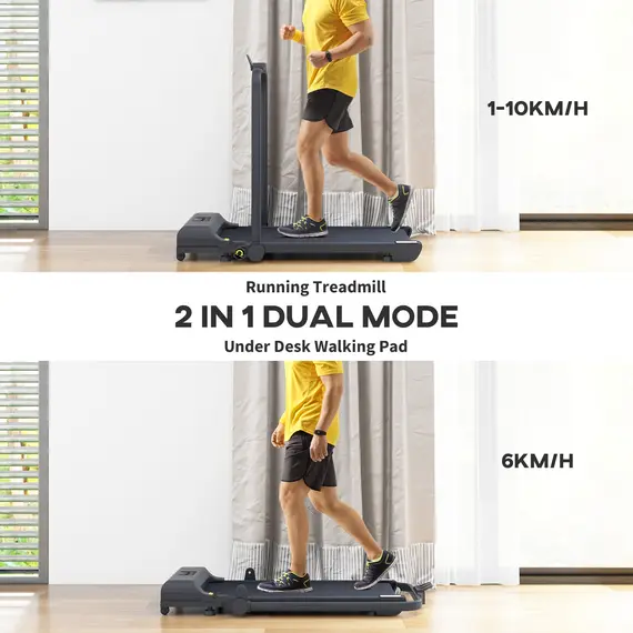 Buy HOMCOM Walking Pad Treadmill, Folding Under Desk Treadmill, 1-10km/h, with Remote Control, Black, 5 image