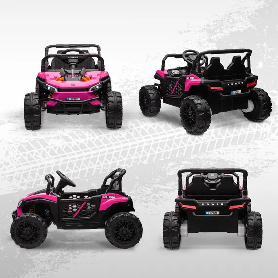 Buy 12V Battery Powered Ride on Truck w/ Remote, Four Suspension Wheels, Horn, Lights, Music, USB, for Ages 3-5 Years, Pink, 9 image