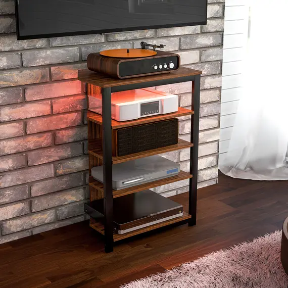 Buy 4-Tier Corner TV Stand with Storage, LED Lights, Cable Management, Small TV Unit Entertainment Centre for TVs up to 29", for Living Room, Bedroom, 9 image