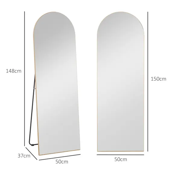 Buy 150cm Arched Full Length Mirror - Gold Tone, 3 image