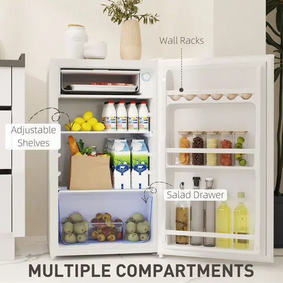 Buy 91L Freestanding Under-Counter Fridge with Lock - White, 6 image