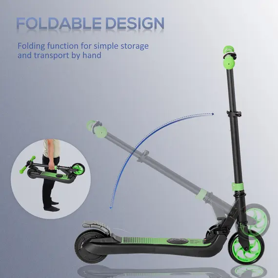 Buy HOMCOM Folding Electric Scooter with Brake, for Ages 6+ Years, 8km/h Maximum Speed, Green, 7 image