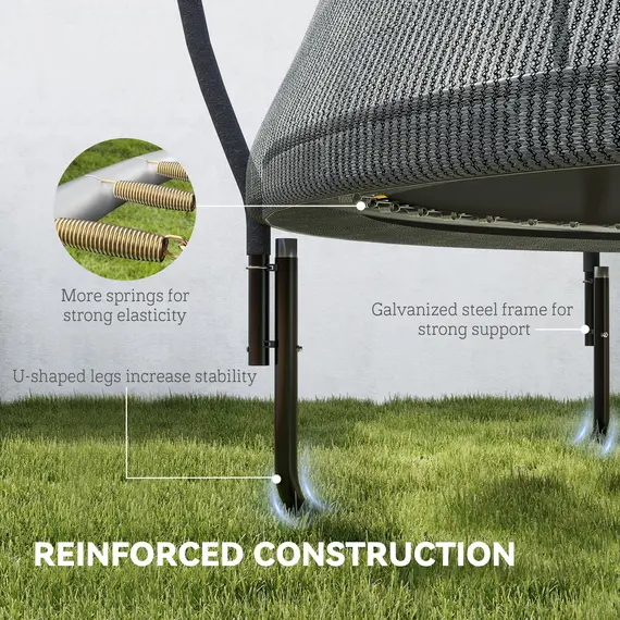 Buy 10ft Outdoor Trampoline with Enclosure Net, Spring Cover, Black, 7 image