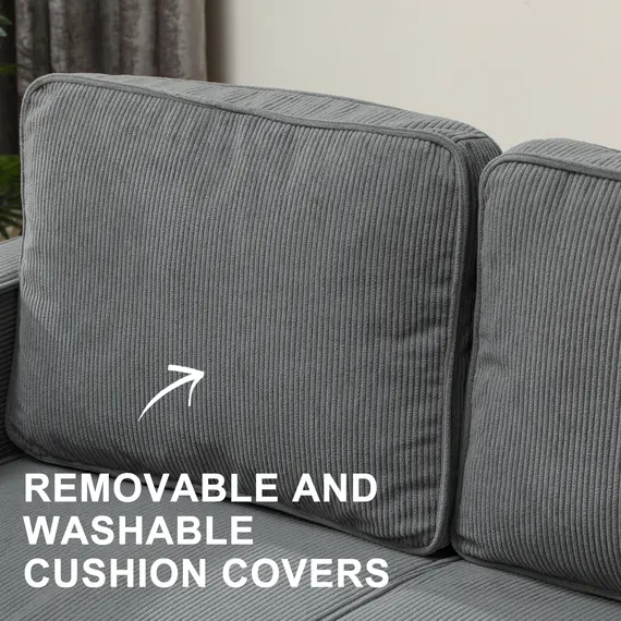 Buy Small Two-Seater Corduroy Sofa - Grey, 6 image