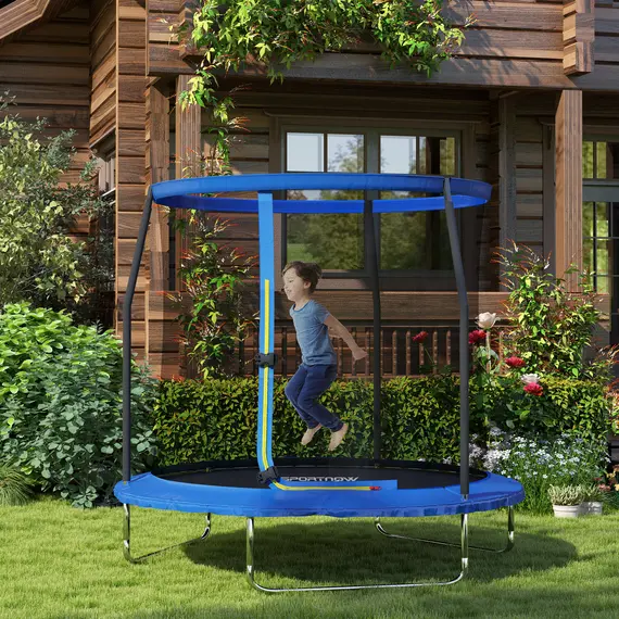 Buy 8ft Trampoline with Safety Enclosure Net, Steel Frame Outdoor Trampoline, with Edge, Safety Cover, 2 image