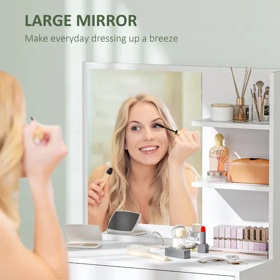 Buy Dressing Table with Mirror and Storage - White, 4 image