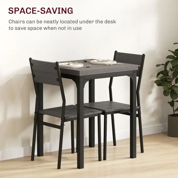 Buy Three-Piece Minimal and Compact Dining Set, Grey Wood Effect, 4 image
