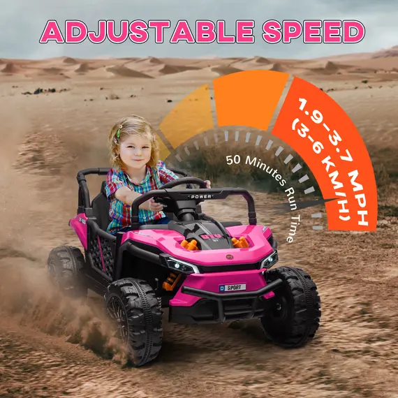 Buy 12V Battery Powered Ride on Truck w/ Remote, Four Suspension Wheels, Horn, Lights, Music, USB, for Ages 3-5 Years, Pink, 6 image