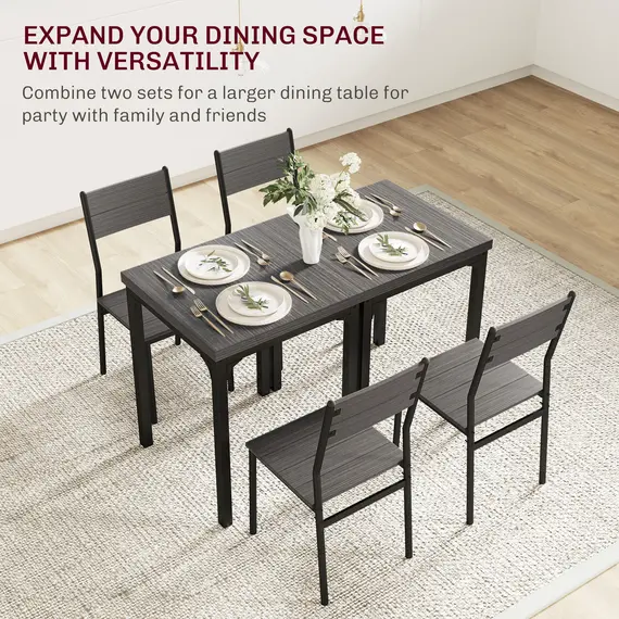 Buy Three-Piece Minimal and Compact Dining Set, Grey Wood Effect, 7 image