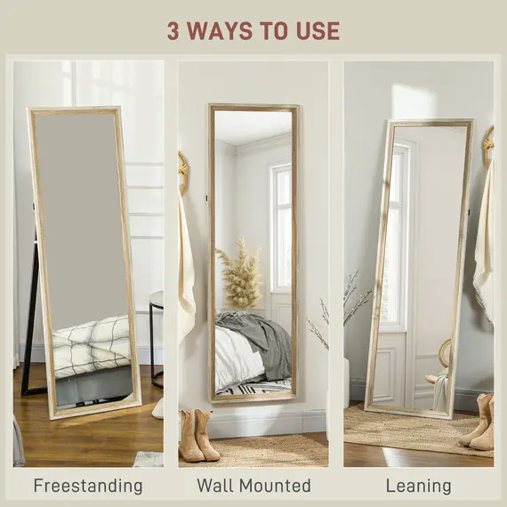 Buy 162.6 cm Two-Tone Full Length Mirror - White/Oak-Tone, 6 image