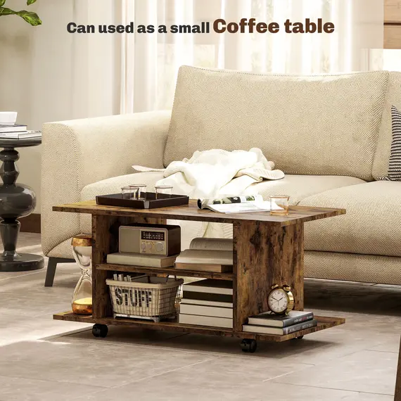 Buy Modern TV Cabinet Stand Storage Shelves Table Mobile Bedroom Furniture Bookshelf Bookcase Rustic Brown, 6 image